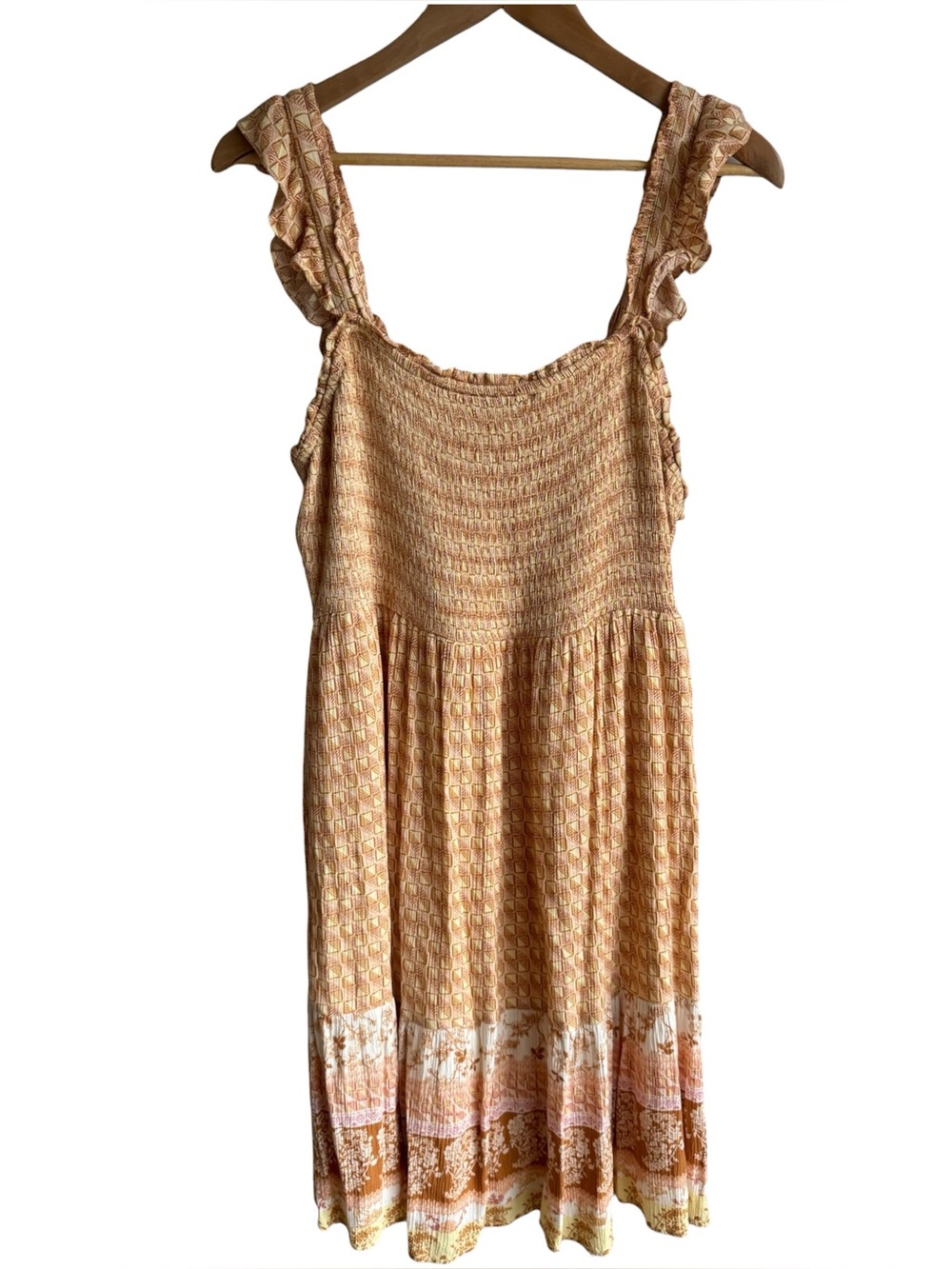 Maurices Cottagecore Sundress Sz XL Yellow Orange Summer Dress Sleeveless